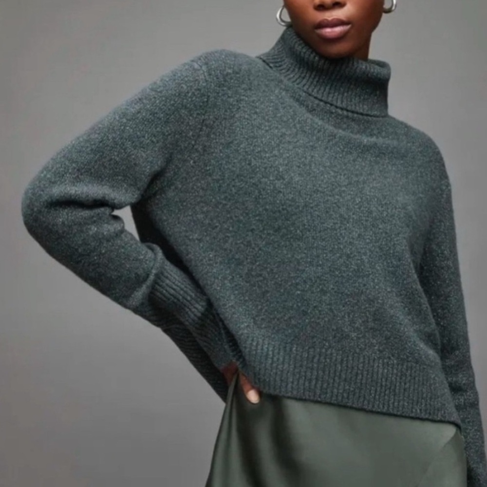 Allsaints Tierny Roll Neck Turtleneck Pullover Sweater Top Wool Yak Size Small